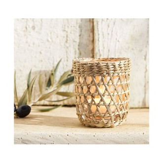 Nordic Boho Rattan Wicker Tumbler Holder for Utensils & Candles | Rusticozy