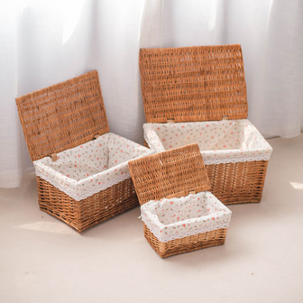 Pastoral Style Rattan Baskets with Lining and Lids | Rusticozy