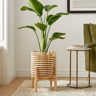 Rattan Plant Stand with Wicker Basket for Home Decor | Rusticozy