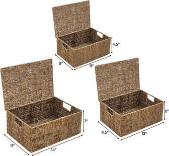 Rectangular Large Seagrass Wicker Storage Baskets | Rusticozy UK