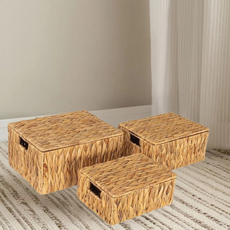 Rectangular Wicker Basket Set with Handles - 3 Sizes | Rusticozy UK