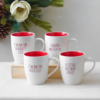 Red Ceramic Coffee Mug - Custom Logo - Inside Red, Outside White | Rusticozy CA