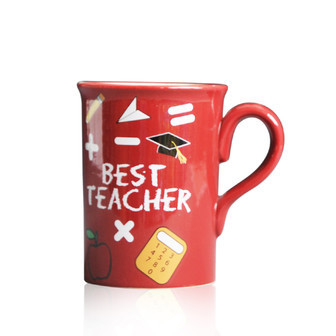 Red Glazed Porcelain Teacher Mugs - Perfect Coffee & Milk Gift | Rusticozy UK