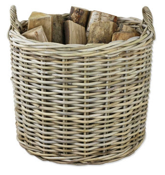 Round Wicker Log Basket for Home or Plant Decor | Rusticozy