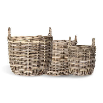 Round Wicker Rattan Water Hyacinth Baskets for Clothes Storage | Rusticozy