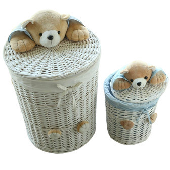 Round Woven Wicker Laundry Hamper Basket | Rusticozy CA