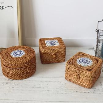 Rustic Mini Rattan Basket with Lid for Storage and Decor | Rusticozy DE