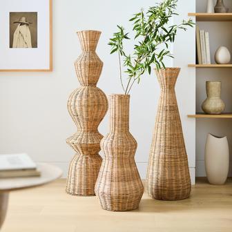 Rustic Wicker Floor Vases for Home Decor | Rusticozy