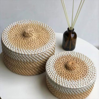 Rustic Wicker Rattan Storage Basket Home Decor | Rusticozy