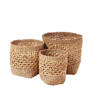 Seagrass & Water Hyacinth Storage Basket Set of 3 | Rusticozy DE