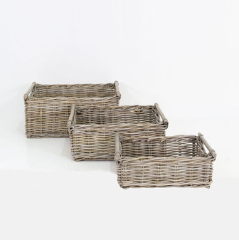 Set of 3 Rustic Wicker Baskets for Farmhouse Decor | Rusticozy