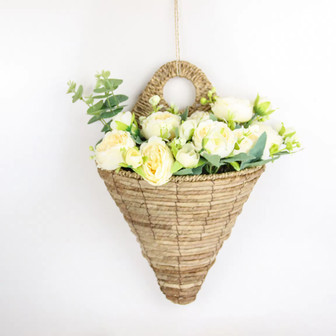 Sunflower Lavender Daisy Hanging Wicker Basket | Rusticozy UK