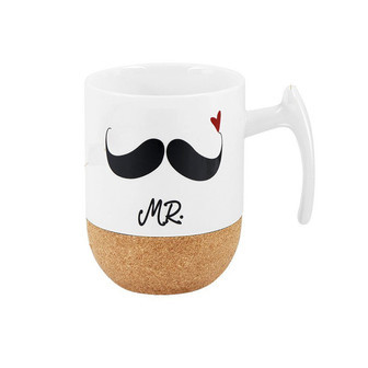 Unique Mustache Coffee Tea Cup with Cork Bottom for Men | Rusticozy UK