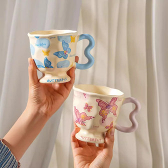 Valentine's Gift: Lovely Butterfly Ceramic Mug Set | Rusticozy