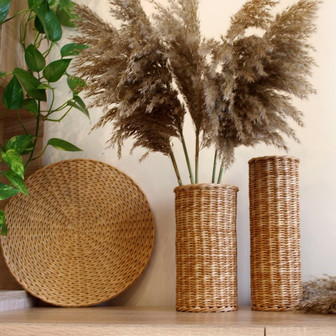 Vintage Rattan Tall Wicker Vase for Decorative Arrangements | Rusticozy