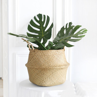 Vintage Seagrass Basket Macrame Plant Hanger | Rusticozy