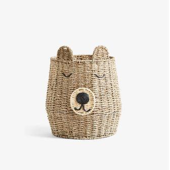 Vintage Style Seagrass Bear Storage Basket for Home | Rusticozy DE