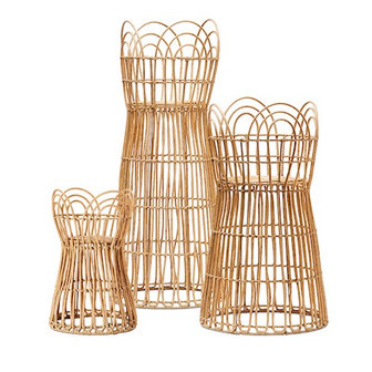 Vintage Wicker Rattan Plant Stand Set for Home Decor | Rusticozy
