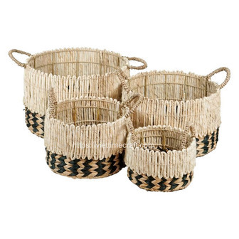 Water Hyacinth Decorative Storage Baskets Set with Handles | Rusticozy DE