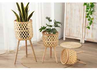 Wholesale Bamboo Weave Rattan Wicker Plant Stand for Indoor and Outdoor Decor | Rusticozy