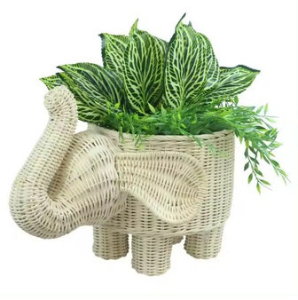 Wicker Elephant Decor Basket for Home | Rusticozy CA