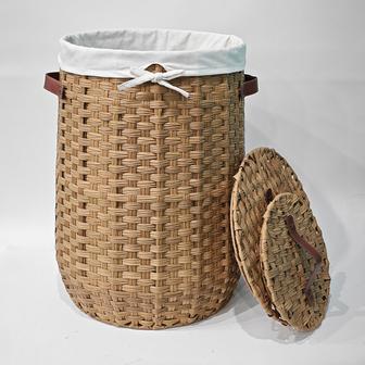 Wicker Laundry Baskets with Lid for Clothes Storage - Water Hyacinth Rattan | Rusticozy AU