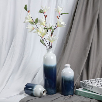 3-Piece European Style Blue and White Decorative Ceramic Vases | Rusticozy CA