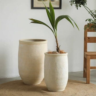 Decorative Terracotta Planters for Home and Garden Use - Large White Ceramic Plant Pot | Rusticozy