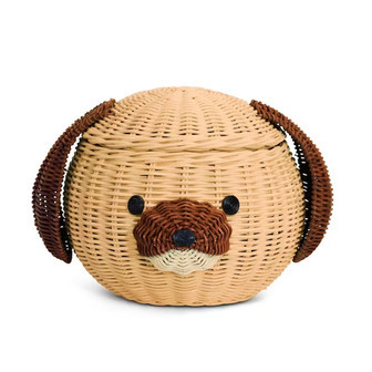 Dog Shaped Wicker Baskets | Cute Puppy Head Wicker Rattan Basket for Home Decor | Rusticozy UK