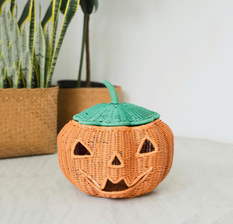 Halloween Wicker Basket with Durable Pumpkin Shape For Decor Home and Gifts | Rusticozy UK