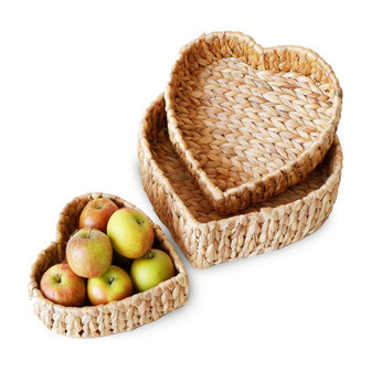 Heart-Shaped Wicker Organizer Baskets - Set of 3 | Rusticozy AU