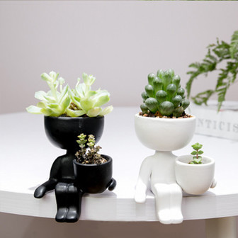 Mini Ceramic Pot With Human Shaped for Succulents | Rusticozy