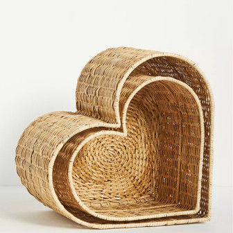 Multi-Purpose Natural Rattan Heart Shaped Wicker Baskets for Storage | Rusticozy AU