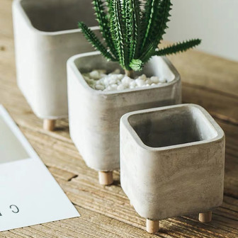 Nordic Embossed Square Ceramic Plant Pots for Modern Homes | Rusticozy AU