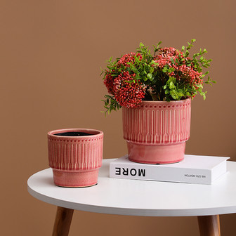 Red Ceramic Plant Pot for Balcony and Garden Decor | Rusticozy UK