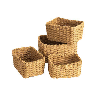 Set of 4 Vintage Willow Stackable Wicker Baskets for Organizing | Rusticozy