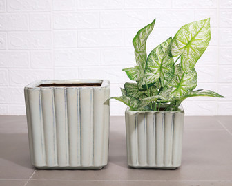 Unique Small Indoor Square Ceramic Plant Pot For Home Decor | Rusticozy UK