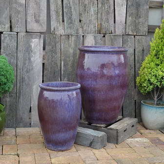 Vintage Large Purple Ceramic Plant Pot - Outdoor Flower Planters | Rusticozy CA