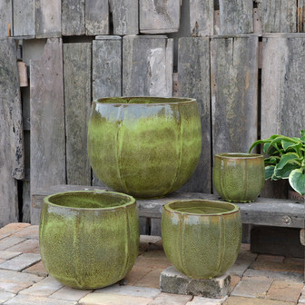 Vintage Style Green Ceramic Plant Pot for Outdoor Flowers | Rusticozy CA