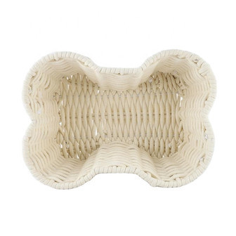 White Cotton Rope Dog Bone Wicker Baskets for Pet Storage | Rusticozy UK