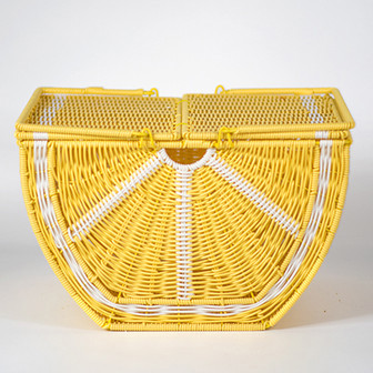 Woven Yellow Watermelon Wicker Picnic Basket | Fun and Functional Outdoor Basket | Rusticozy CA