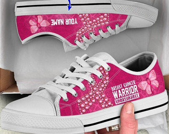Chaussures Basses Uniques Guerrière Contre le Cancer du Sein, Chaussures en Toile Ruban Papillon Rose, Cadeau Guerrière Contre le Cancer du Sein, Cadeau Pour Femmes - Cadeauxyz