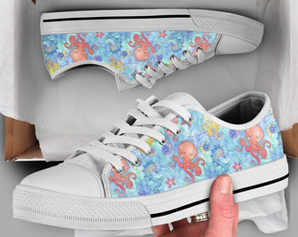 Chaussures Mignonnes Poulpe, Baskets Poulpe, Motif Imprimé Poulpe, Cadeau Amour Poulpe, Baskets Personnalisées Style Converse Basses Pour Femmes & Hommes - Cadeauxyz