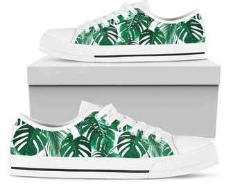 Chaussures Feuille Monstera, Baskets Monstera, Chaussures Feuilles Tropicales, Cadeaux pour Amateurs de Plantes, Chaussures Style Converse Basses pour Femmes Hommes Adultes - Cadeauxyz