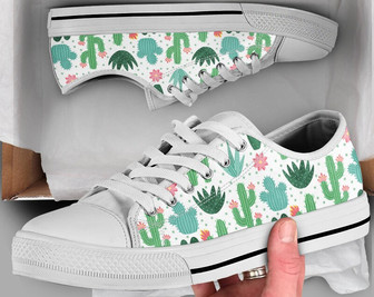 Chaussures Cactus Blanches, Baskets Cactus, Chaussures Mignonnes, Chaussures Décontractées, Cadeaux Cactus, Chaussures Style Converse Basses pour Femmes Hommes Adultes - Cadeauxyz