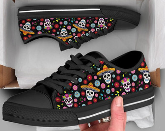 Chaussures Sugarskull, Baskets Sugarskull, Chaussures Décontractées, Chaussures Jour des Morts, Chaussures Basses Style Converse pour Femmes Hommes Adultes - Cadeauxyz