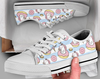 Chaussures Donut Licorne, Baskets Licorne, Chaussures Mignonnes, Chaussures Décontractées, Cadeaux Licorne, Chaussures Style Converse Basse pour Femmes Hommes Adultes - Cadeauxyz
