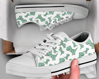 Chaussures Dinosaure Vertes, Baskets Dinosaure, Chaussures Femmes Dinosaure, Motif Dinosaure, Baskets Personnalisées Style Converse Basses pour Femmes & Hommes - Cadeauxyz