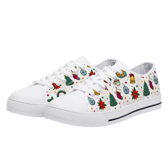 Baskets de Noël Originales , Style Converse , Style Vans , Chaussures Femmes , Chaussures Festives - Cadeauxyz