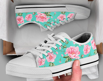 Chaussures Vintage Rose , Baskets à Imprimé Floral , Chaussures Roses , Chaussures Décontractées , Cadeaux Vintage , Chaussures Style Converse Basses pour Femmes Hommes Adultes - Cadeauxyz